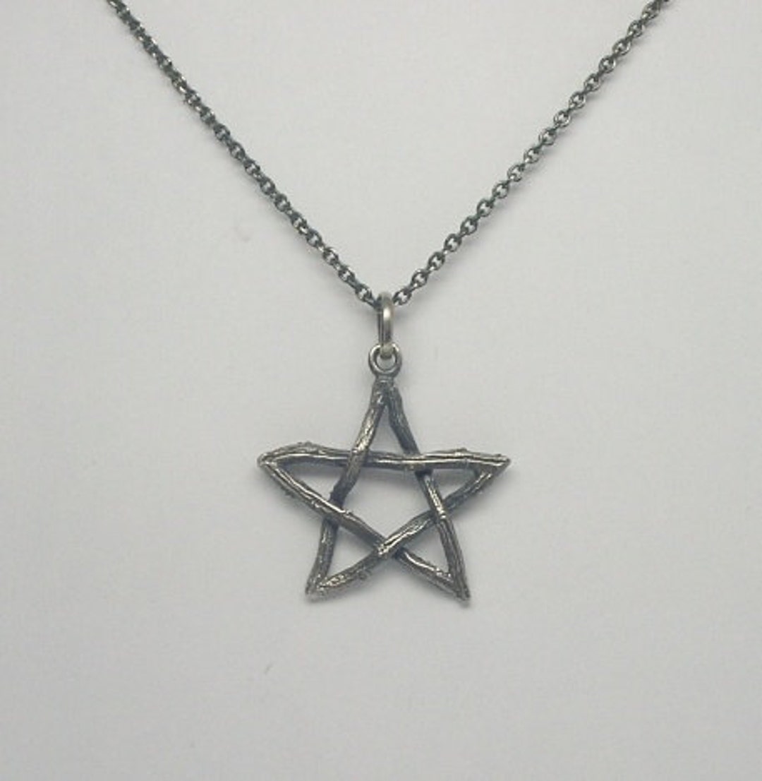 Twig Pentagram Pendant Silver Etsy