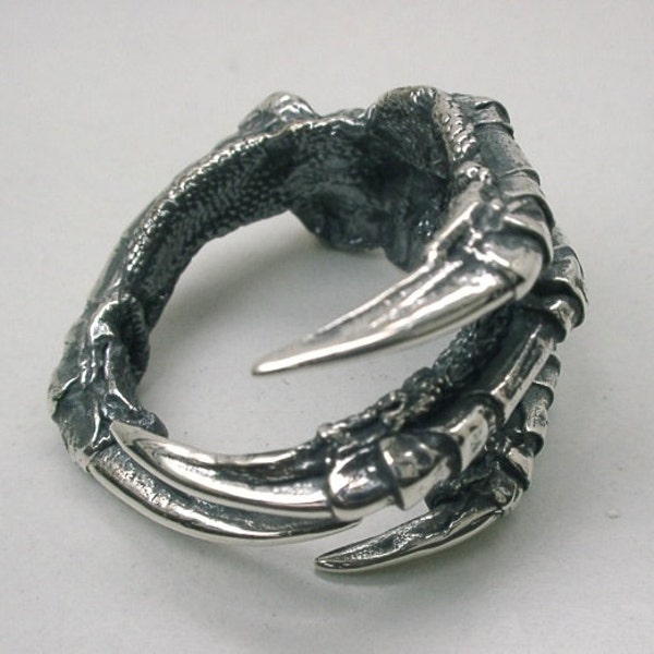 Raven Claw Ring in solid Sterling Silver, Carrion Crow