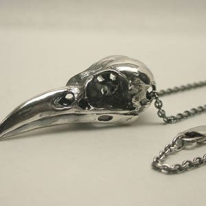 Raven Skull Necklace, Sterling Silver image 1