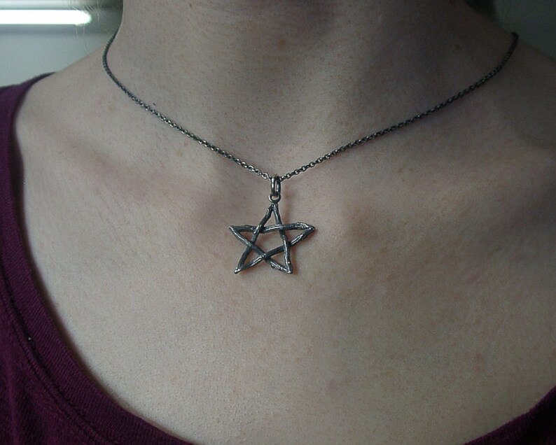 Twig Pentagram Pendant Silver Etsy