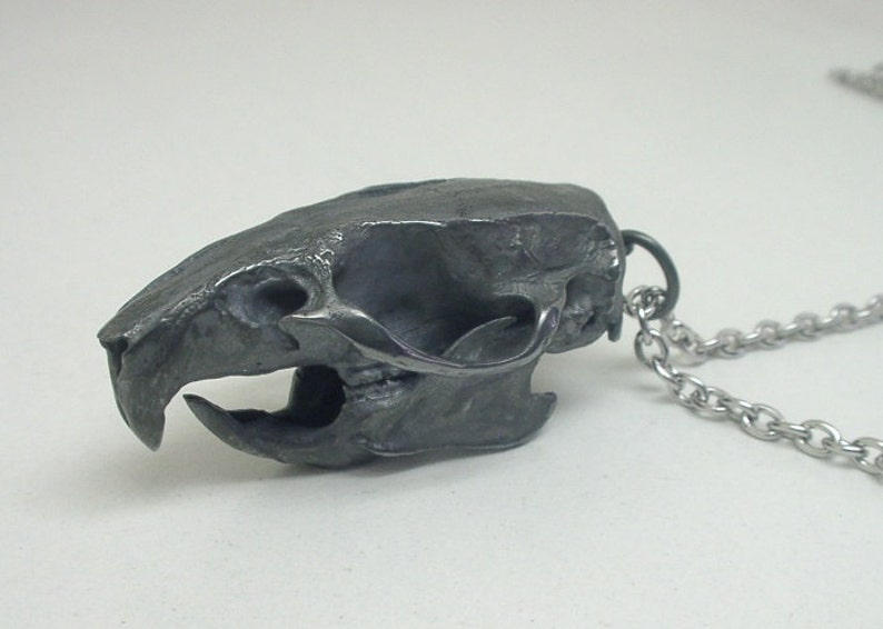 Rat Skull Necklace, Sterling Silver image 2