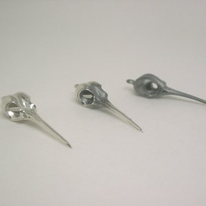 Hummingbird Skull Earrings, Sterling Silver image 4