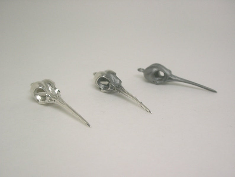 Hummingbird Skull Earrings, Sterling Silver image 4