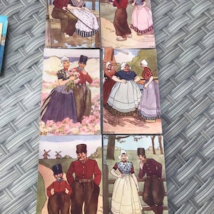 La serie Pearl (n. 37) Schizzi di personaggi olandesi Cartoline illustrate x 6