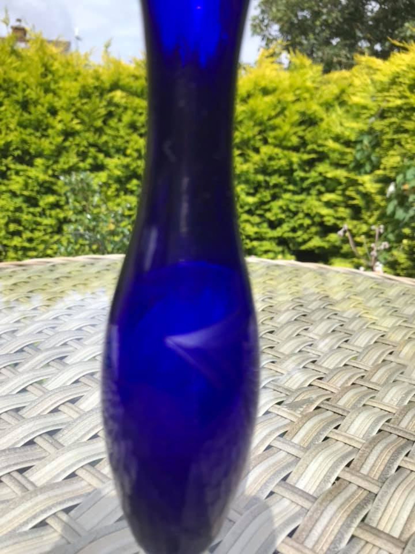 Vintage Cobalt Blue Etched Bud Vase Etsy