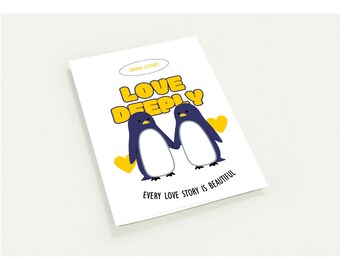 Pack of 10 Penguin Love Greeting Cards | Minimalist Stationery Set