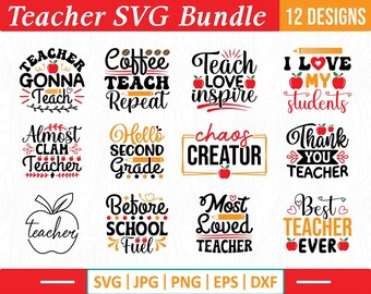Teacher SVG Bundle: School Quotes, Teacher Life Designs (Digital Download)