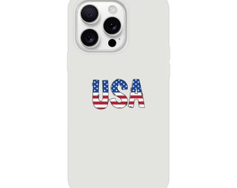 USA Flag Phone Case, Frosty Transparent Protective Cover (Wireless Charging Compatible)