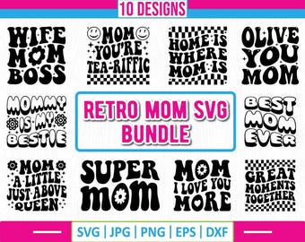 Retro Mama SVG Bundle: Groovy Mom Designs (Digital Download)