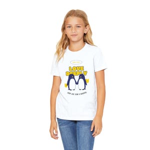 Kids Crewneck T-shirt: Love Deeply Penguin Graphic Tee