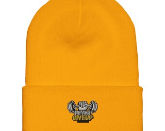 Cuffed Beanie Yupoong 1501KC Gold | Warm Knit Winter Hat, Unisex Streetwear Beanie, Soft Stretch Skull Cap, Gift for Him & Her