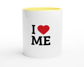 White 11oz Ceramic Mug with Yellow Interior | Two Tone Coffee Cup | Minimalist Tea Mug | Aesthetic Drinkware | Gift for Him Her