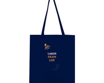 Navy Blue Tote Bag | Minimalist Everyday Shoulder Bag, 100% Cotton Canvas Shopper