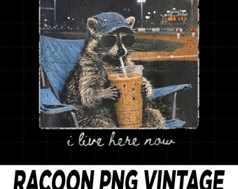 I Live Here Now Raccoon PNG, Funny Raccoon Baseball PNG Shirt, Only Baseball Mama Style PNG, Softball Mom Shirt