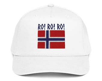 Norway Ro Hat, Norwegian Flag Fan, Nordic Travel Gift, Minimalist Hat, Embroidered Norway Ro Ro Ro 5 Panel Cap