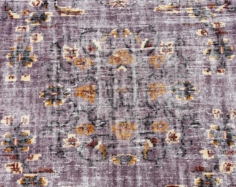 6x9 Vintage Purple Rug – Anatolian Turkish Rug, Wool Boho Carpet