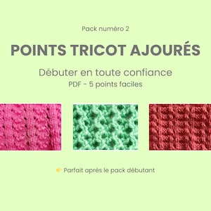 Points tricot ajourés PDF – 5 points faciles pour débuter – Explications rang par rang – Modèles tricot débutant – Patron tricot PDF