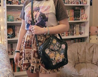 Mochila Star Ita, Bolsa Expositora de Pins em Couro PU, Cosplay de Anime