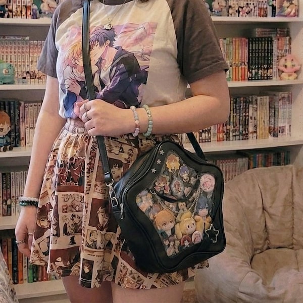 Star Ita Backpack, PU Leather Pin Display Bag, Anime Cosplay