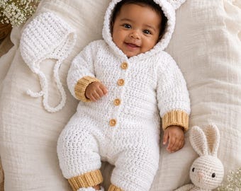 Déguisement de lapin | Combinaison faite main | Souvenir de nouveau-né | Accessoire photo bébé | Cadeau de sortie de maternité