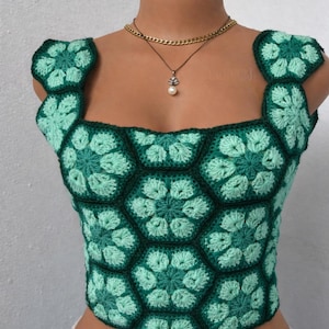 African Flower Top Crochet Pattern | Adult Crochet Top PDF (Digital Download)