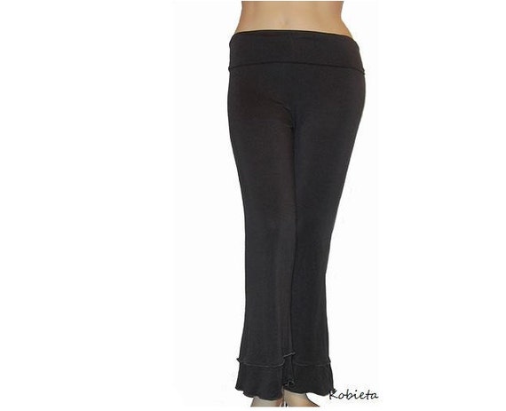 Plus Size Bootcut Yoga Pants Dual Ruffled Cuffs-hand Dyed Organic