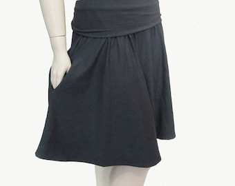 Plus Size Pocketed 1/2 Circle Skirt-Hand Dyed Bamboo/Organic Cotton Jersey-Made to Order And Choice of Color- XL,2X,3X,4X,5X,6X,7X,8X