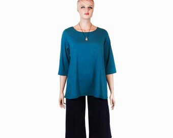 Women's Scoop Neck Shirt-Tunic-Tee-XXS thru Plus Size 10X -Custom Size, Sleeve Length and Color- Hand Dyed Bamboo/Organic Cotton Jersey