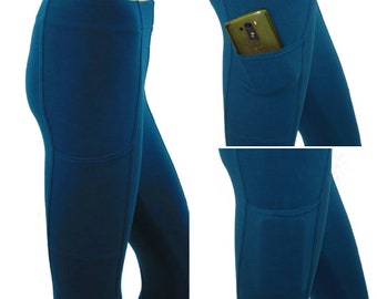 Pocket Leggings! XXS-Plus Size 10X-Hand Dyed Organic Cotton/Bamboo/Lycra-Secure Cell Phone Pocket-True Handmade