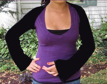 Yoga Shrug, Ballet Arms - Bolero-Hand Dyed Bamboo/Organic Cotton Jersey, Custom Choice Color and Size- XXS,XS,S,M,L,XL,2X,3X,4X,5X,6X,7X,8X+