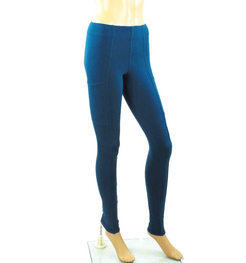 Hand Dyed Organic CottonBambooLycra-Perfect Secure Cell Phone Pocket-Integrated Slim Design-Yoga-Choice of Color/&Size Pocketed Leggings