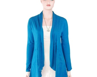 Plus Size Pocket Cardigan - Lätt jacka - Handfärgad bambu/ekologisk bomullsjersey - Dam Tillverkad på beställning - Valfri färg - XL, 2X, 3X, 4X, 5X, 6X, 7X, 8X+