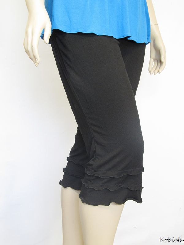 Plus Size Ruffled Cuffed CaprisYoga PantsHand Dyed Organic Etsy