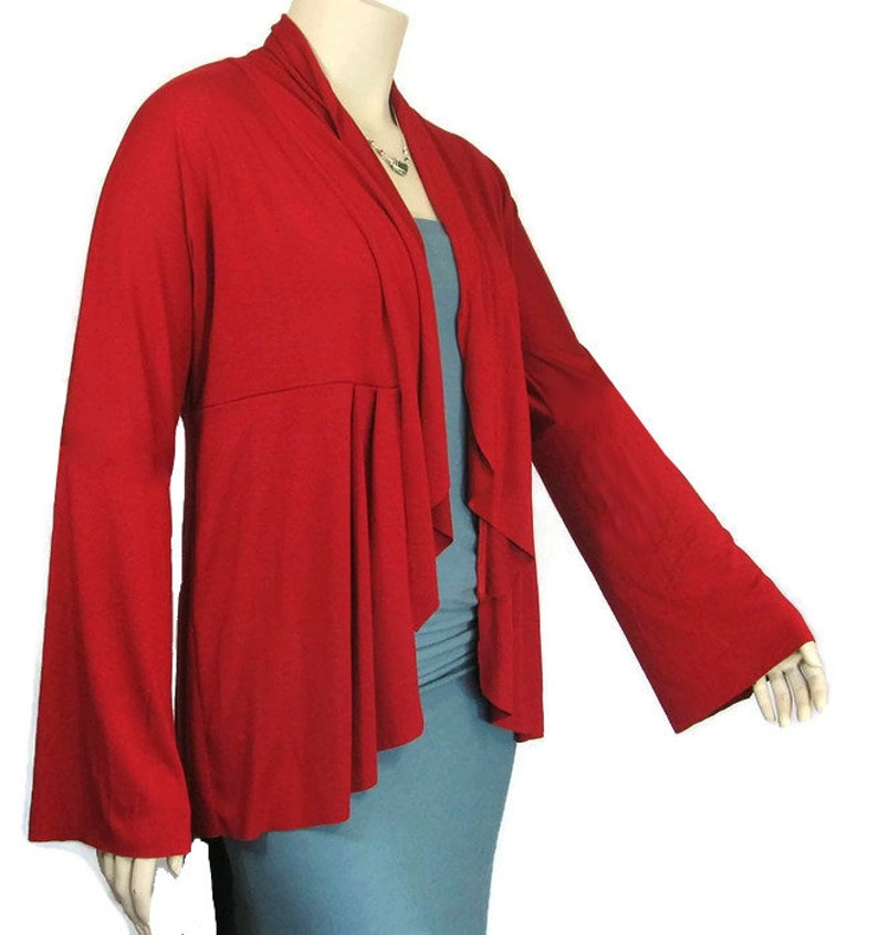 Plus Size Kofta/Jacka - Miljövänlig, Handfärgad Ekologisk Bomull/Bambujersey - Dam Tillverkad på beställning - Valfri färg - XL, 2X, 3X, 4X, 5X, 6X, 7X, 8X+ bild 2