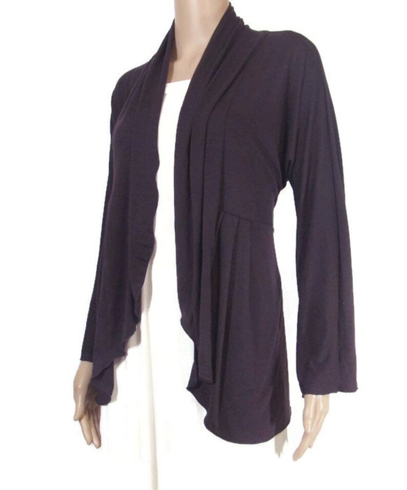 Plus Size Kofta/Jacka - Miljövänlig, Handfärgad Ekologisk Bomull/Bambujersey - Dam Tillverkad på beställning - Valfri färg - XL, 2X, 3X, 4X, 5X, 6X, 7X, 8X+ bild 3
