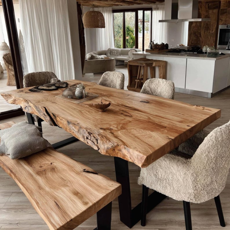 Solid Walnut Live Edge Dining Table – Rustic Farmhouse Handmade ...