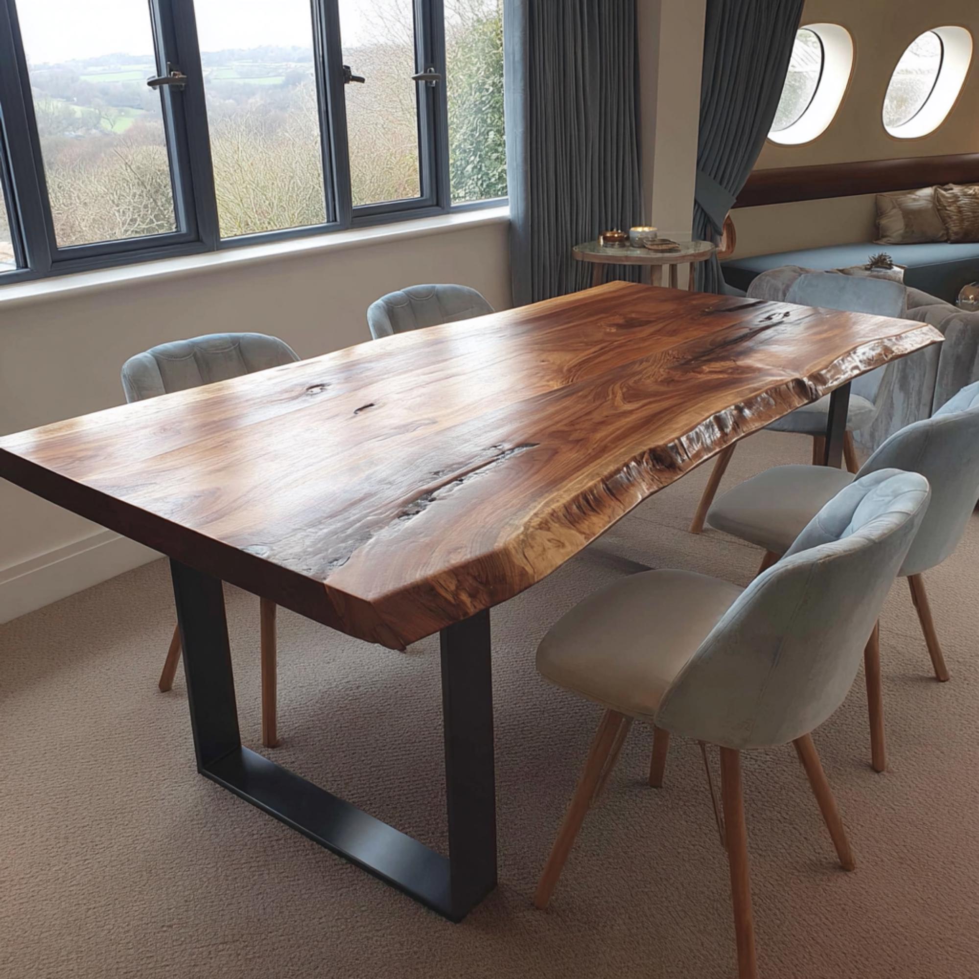 Solid Walnut Live Edge Dining Table – Rustic Farmhouse Handmade Wood ...