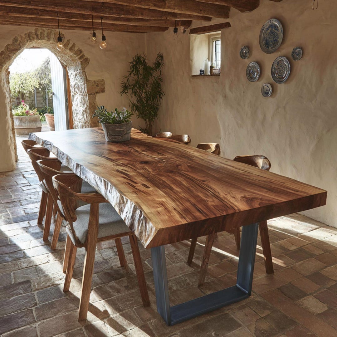 Solid Walnut Live Edge Dining Table – Rustic Farmhouse Kitchen ...