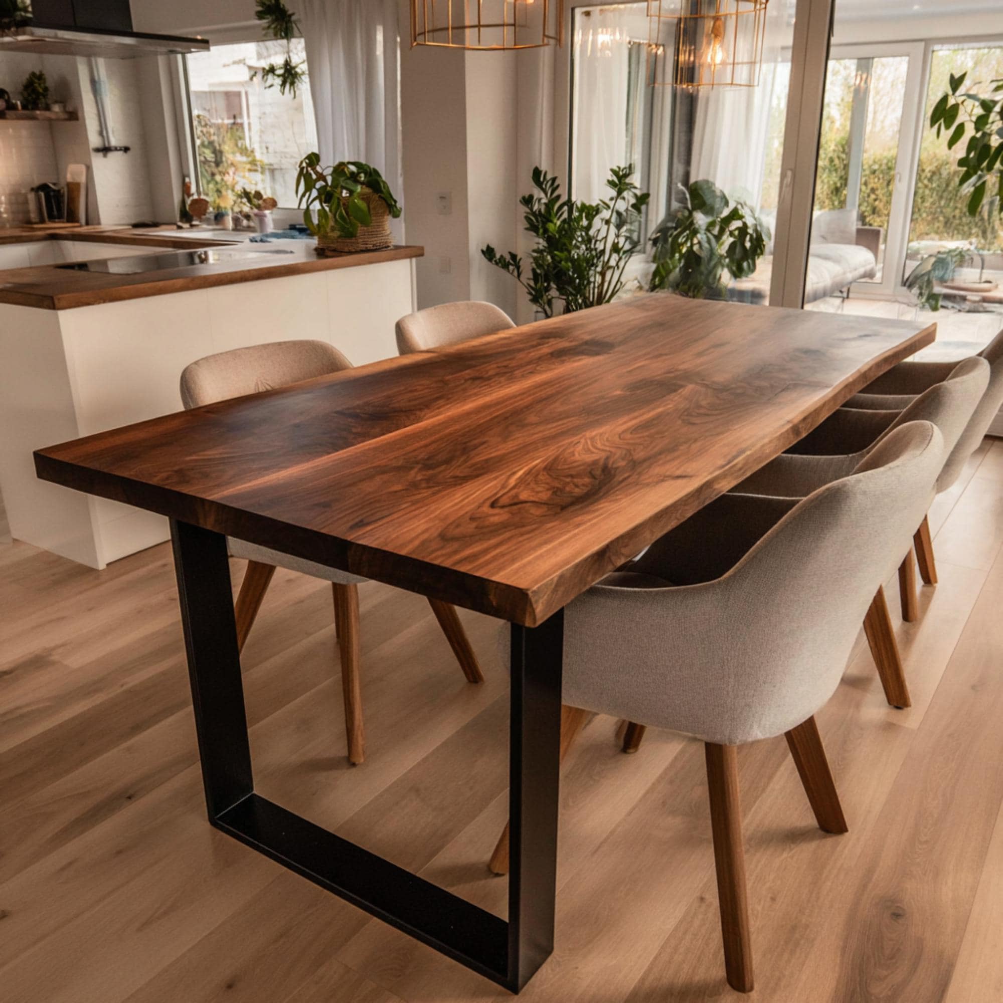 Solid Walnut Live Edge Dining Table – Rustic Farmhouse Handmade ...