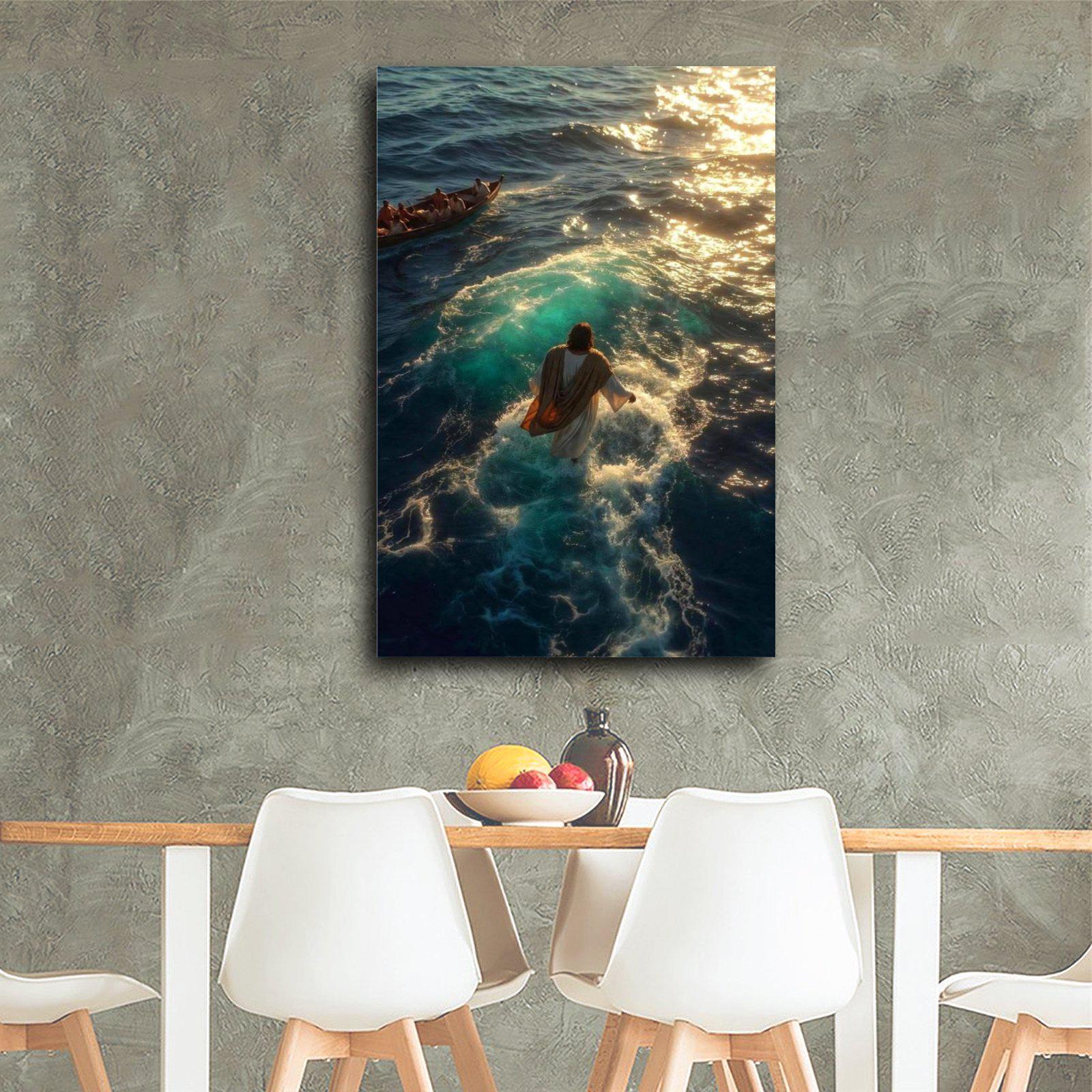 Jesus Walking on Water Canvas Print: Christian Miracle Bible Scene Wall ...
