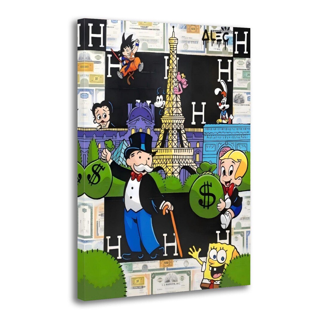 Monopoly Rich Kid Pop Art Print: Money Bag Wall Art Canvas Home Decor ...