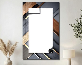 Miroir mural rectangulaire pleine longueur à thème abstrait : décoration moderne pour salon et salle de bain