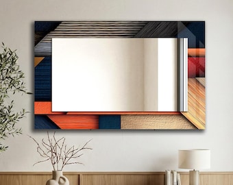 Miroir mural rectangulaire pleine longueur à thème abstrait : décoration moderne pour salon et salle de bain