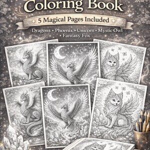 Fantasy Coloring Pages Bundle – 5 Magical Printable Pages