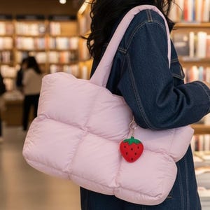Quilted Puffer Tote Bag | Large Capacity Nylon Shoulder Bag (Water resistant)