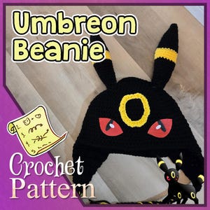 PATTERN - Umbreon crochet beanie - PDF