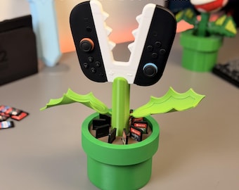 Plant Game Card Holder | Switch Cartridge Organizer & JoyCon Stand | Gaming Setup Decor | Desk Organizer | Gamer Gift | 3D Printed