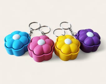 Blommig Fidget Clicker Nyckelring | Söt blommig sensorisk leksak | 3D-tryckt nyckelring | Stresslindrande klicker