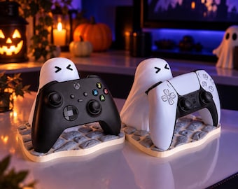Ghost-kontrollstativ för PS5 och Xbox | Halloween-speldekoration | 3D-utskriven gamepadhållare | Gamerpresent
