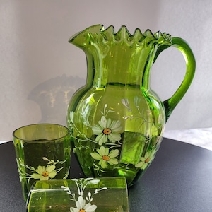 Victorian Lemonade pitcher with two glasses